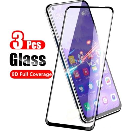 3-PACK Protective Glass For Huawei Nova 4 4e Screen Protector For Huawei Nova 4 Nova4 4E Glass Film Hard Black Edge to Edge