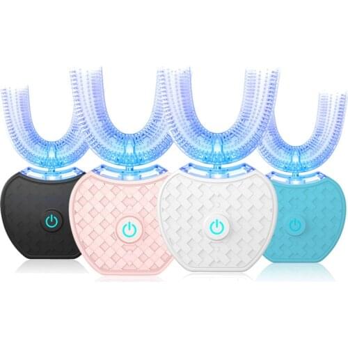 360 Degree Automatic Sonic Electric Toothbrush Silicone U Type Tooth Whitening Electronic Tooth Brush USB Rechargeable 4 Mode