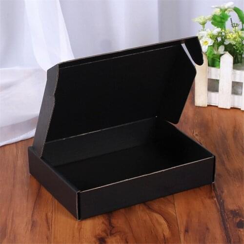 Custom Logo Black Corrugated Paper Box Thicken Aircraft Carton Postal Express Shipping Box Clothes Package Box 5pcs/lot