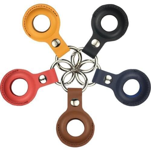50PCS Premium Leather Case For Apple Airtag Locator Tracker Protective Cover For Air Tag Keychain Luxury Leather Case