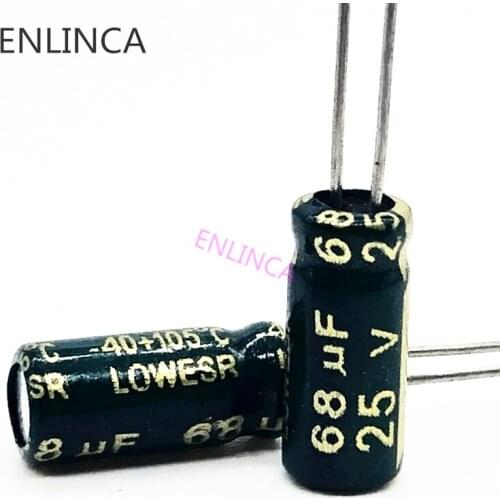 6pcs/lot T03 25V 68UF Low ESR/Impedance high frequency aluminum electrolytic capacitor size 5*11 68UF25V 20