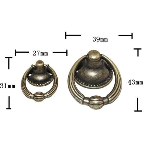 8PCS Vintage Alloy Cabinet Handles Furniture Knobs Kitchen Drawer Cupboard Ring Pull Handles Furniture Fittings Bronze Tone