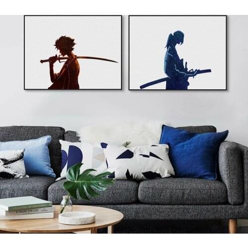 Watercolor Samurai Champloo Anime Canvas Painting Figure Poster Prints Boy Bedroom Decorative Picture Wall Living Room Home Deco