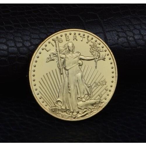 American Statue Of Liberty Holding A Torch American Mascot Big Eagle Gold-plated Commemorative Coin