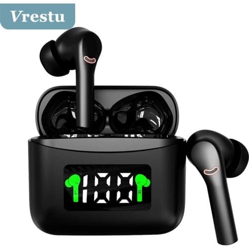 V5.2 Wireless Earphone LED Display Headphone TWS with Microphone Stereo Earbuds Waterproof Noise Reduction Touch Control Headset
