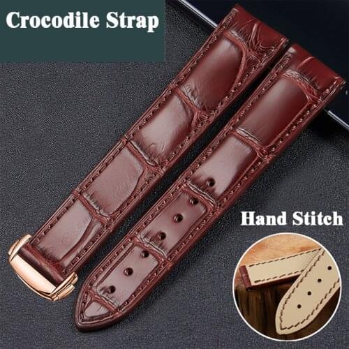 Watch Bracelet For Omega DE VILLE Series Watch High-Quality Handmade Crocodile Leather Strap Watch Accessories Watch Band Belt