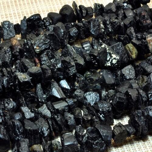 Icnway 15inch Natural Natural Black Tourmaline 4x10mm-12x20mm Irregular Gemstone Beads S925 Jewelry Making Necklace Bracelet