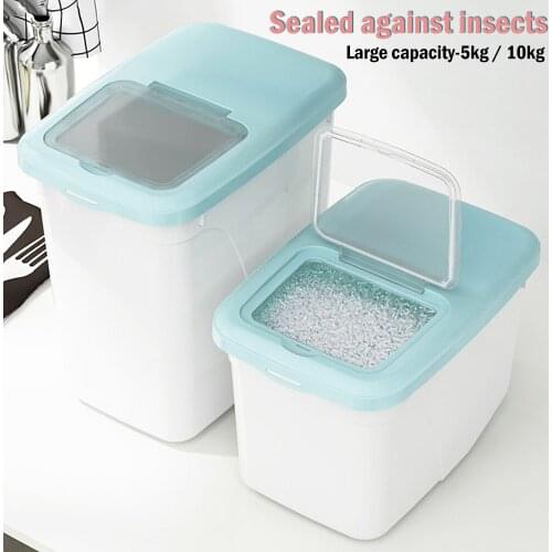 Household Plastic Cereal Dispenser Storage Box Kitchen Food Rice Grain Container Organizer Grain Storage Can with Wheels