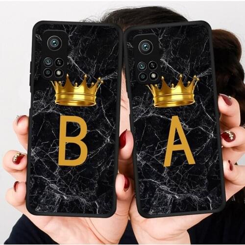 Initial Letter A Z Crown Black Silicone Phone Case For Huawei Honor 30 20 40 Lite 8 8X 9 10i Y6 Y7 Y9 2019 Prime Nova 5T Cover
