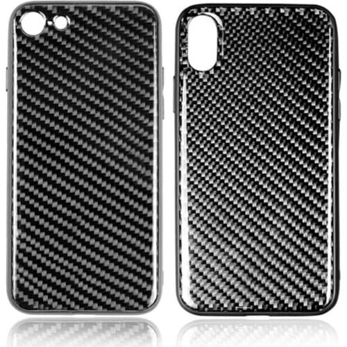 Epoxy Type Phone Case Carbon Fiber Anti-scratch Phone Protective Decoration Cover for iPhone 7/8/X чехол на айфон