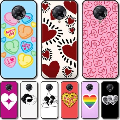 Heart shapes Phone Case For xiaomi M2 C3 X3 F2 Lite NFC 6 5 x Poco k30 Pro Anime Black Cover Silicone Back Pretty tpu