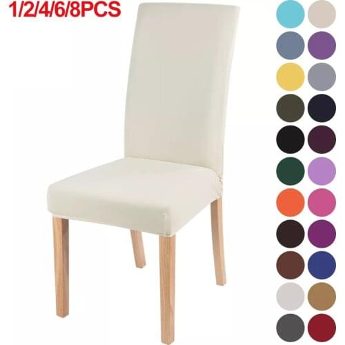 1/2/4/6pcs Elastic Stretch Dining Chair Covers Slipcovers Washable Removable Chair Protective Covers For Wedding Banquet Party