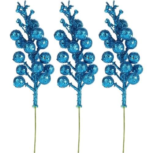 3pcs Christmas Tree Decoration Glitter Berry Hanging Baubles Foam Fruit Ball DIY Garland Decor For Xmas Party Wedding