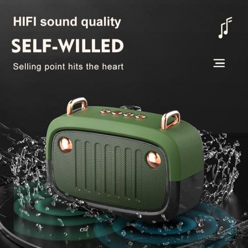 Cool Vintage Portable Bluetooth V5.0 Speaker Long Worktime Outdoor Loudspeaker Support TF Card/U Disk/FM Wireless Subwoofer
