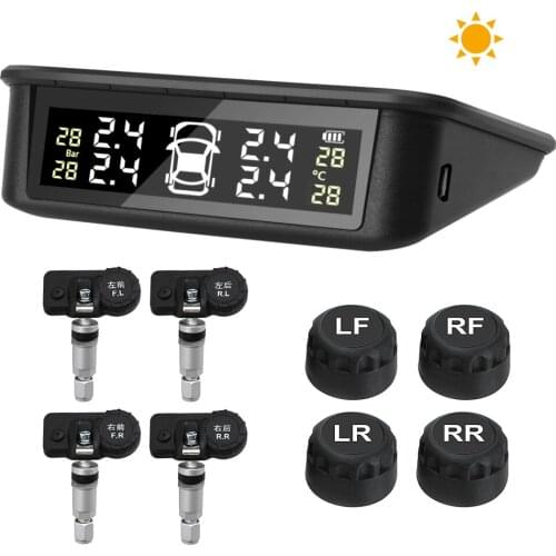 LEEPEE Solar Car TPMS Smart Voice Alarm Tyre Temperature Warning System Auto Tire Pressure Monitoring Touch Switch