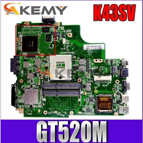 Akemy K43SV Laptop motherboard for ASUS K43SJ K43SC K43SM K43S original mainboard HM65 GT520M