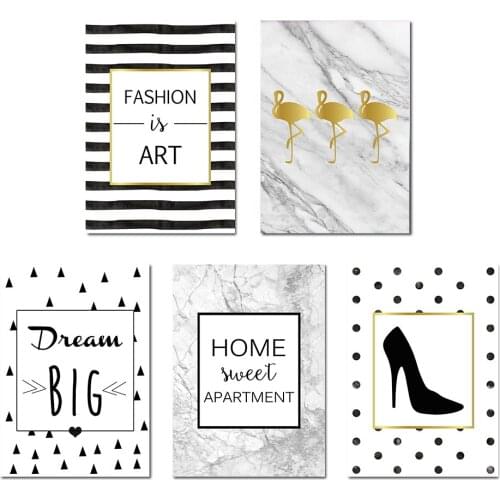 Marble Flamingo CanvasPoster Fashion Art Print Motivational Painting Nordic Styel Wall Picture for Living Room