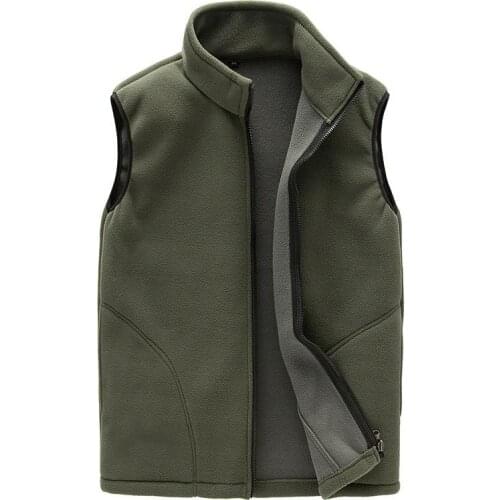 Mens Fleece Warm Sleeveless Coat Zipper Vest Jacket Autumn Winter New Trendy Stand Collar Male Clothes Casual Thermal Waistcoat