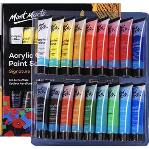 24x36ml Mont Marte Acrylic Paint Set Fabric Paint For Textile Fiber Pigment Acrylic Paints For Painting Ceramic Art Supplies