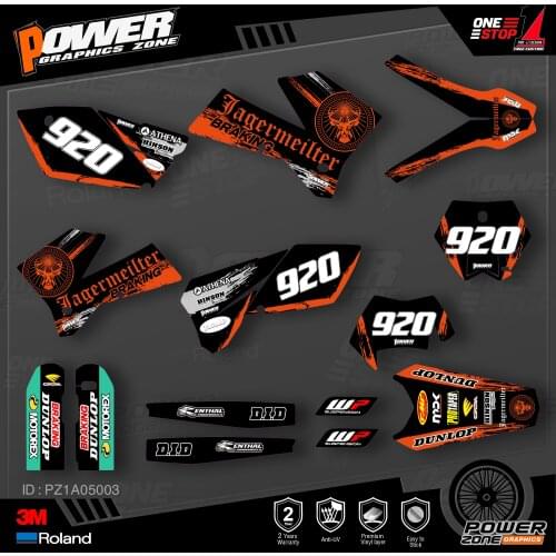 PowerZone Custom Team Graphics Backgrounds Decals 3M Stickers Kit For KTM SX SXF MX 05-06 EXC XCW Enduro 05-07 125 to 500cc 03