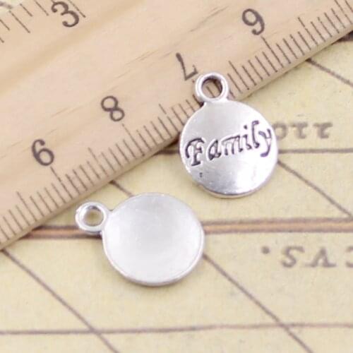 20pcs Charms Plates Family 14x11mm Tibetan Silver Color Pendants Antique Jewelry Making DIY Handmade Craft
