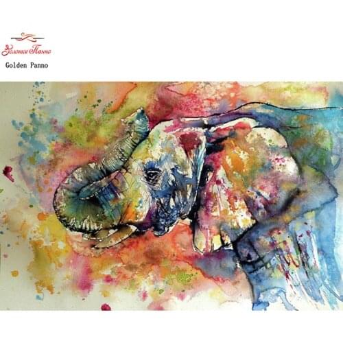 Full square 5D DIY diamond painting color elephant gouache embroidery cross stitch mosaic home decoration gift dropshipping