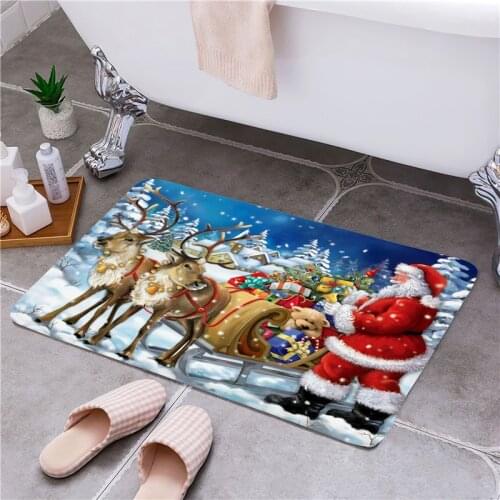 Christmas Entrance Door Floor Mat Door Mat Rectangle Non-Slip Foot Pad Home Welcome Carpet For Hallway Bath Kitchen Doormat