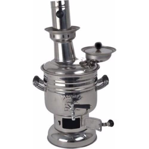 Stainless Steel Samovar Wood Burning Charcoal Camping Stove Kettle Outdoor Barbecue Tableware Camping Accessories Tea Brewing