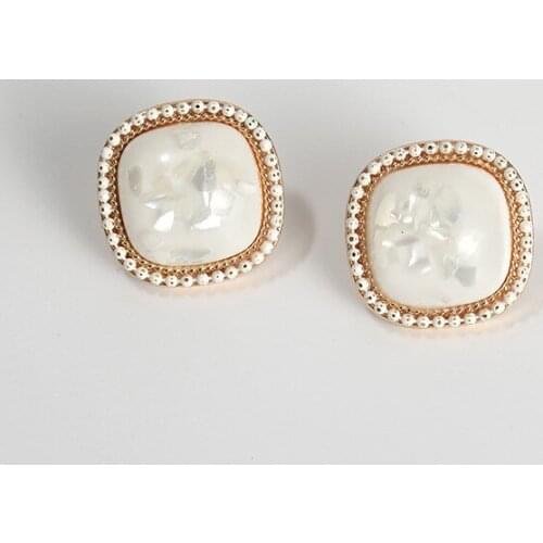 BLIJERY 2020 New Korean Vintage Square Shell Stud Earrings For Women Fashion Temperament Geometric Earring Brincos Jewelry