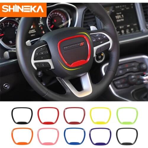 SHINEKA Car Steering Wheel Decor Cover Accessories For Dodge Challenger 2015+ For Dodge Durango 2014+ For Dodge Charger 2015