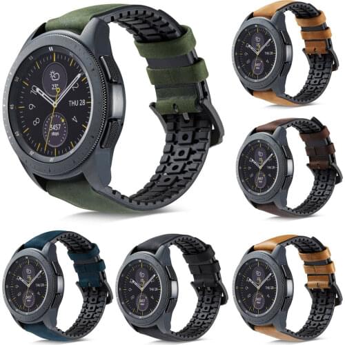 Silicone Real Leather Watchband 22mm for Samsung Galaxy Watch 46mm Band Wrist Strap for Samsung S3 Frontier/Classic Watch Strap