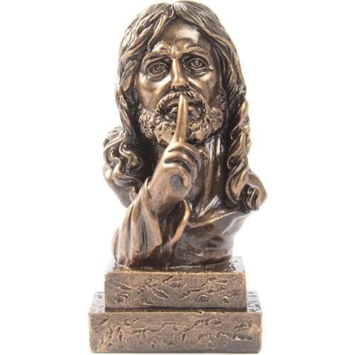 K5DC Resin Jesus Christ Head Bust Statue Antique Bronze Religious Sculpture Figurines