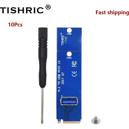 TISHRIC 10PCS NGFF M.2 To USB 3.0 PCI-E Riser Card 4 Pin PCI-E 1x To 16x Adapter Card Up To 5Gbps For Litecoin Bitcoin Miner