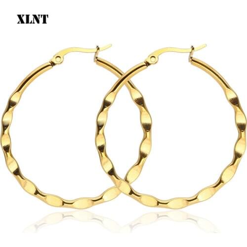 XLNT 30mm 40mm 50mm 60mm Exaggerate Big Smooth Circle Hoop Earrings Brincos Simple Party Round Loop Earrings for Women Jewelry