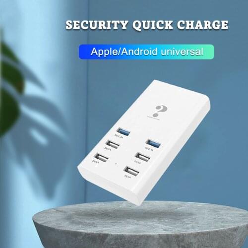 Tutew 6 Ports USB Charger Desktop Charging Dock 40W for iphone Samsung Xiaomi Huawei Travel Portable Charger Station