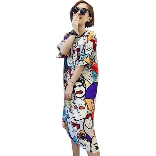 Women One-pieces Pajama Printed O-neck Short Sleeve Loose Sleep Dress for Summer HSJ88