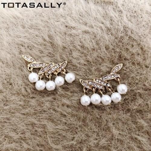 TOTASALLY New Pearl Earrings for Women Delicated Rhinestone Imitation Pearl Beaded Office Lady Earring Jewelry Gifts Dropship