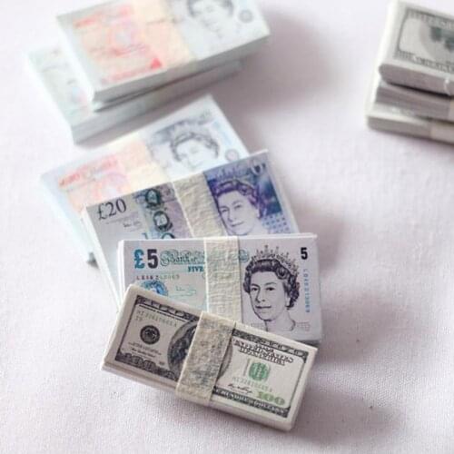 10 Bundles 1:12 Dollhouse Miniature Play Money Banknotes Decor for Accessories Kids Toy