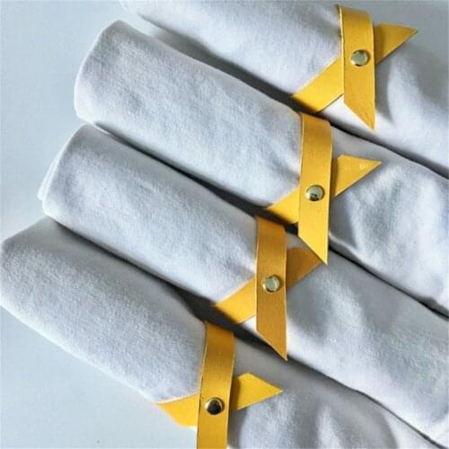 10pcs New Nordic style leather napkin buckle Korean version simple PU leather napkin clip Hotel Western food towel buckle