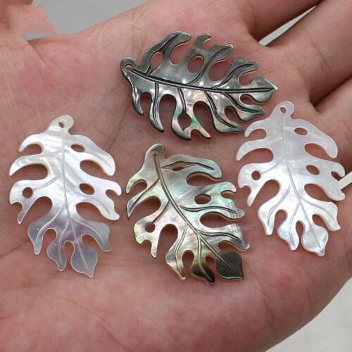10pcs Wholesale big size 24*35mm genuine mother of pearl shell leaf pendant for necklace
