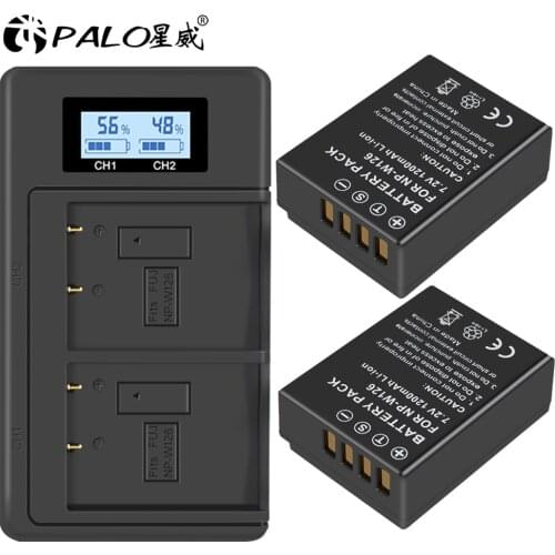 PALO 2Pcs NP-W126 NP W126 NPW126 Batteries+LCD digital Charger for Fujifilm Fuji X-Pro1 XPro1 X-T1 XT1 HS30EXR HS33EXR X PRO1