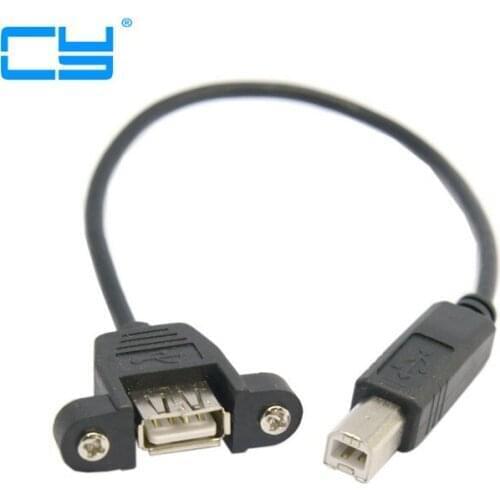 20cm USB 2.0 A Female socket Panel Mount Type to Standard B Male Printer Scanner Hard Disk Cable U2-239-0.2M