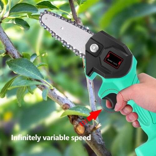4 Inch Mini Electric Chainsaw Electric Cordless Chainsaw Hand Held Pruning Reciprocating Recip Sabre Saw with Two Batteries