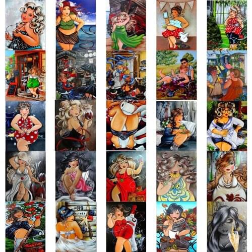 5D DIY Diamond Painting Cross Stitch Cartoon Beauty Woman Full Square Diamond Embroidery Full Round Diamond Mosaic