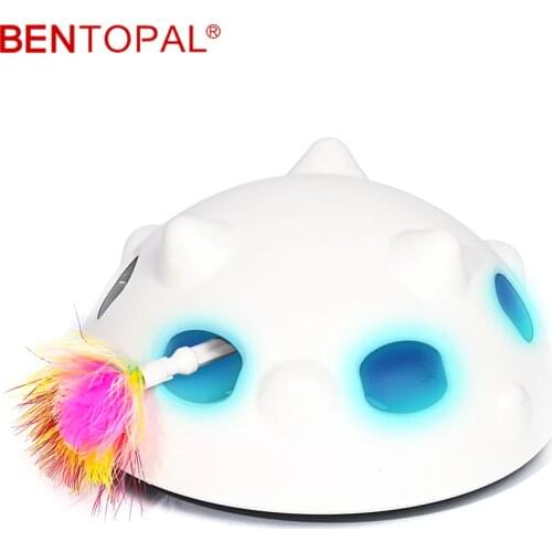 BENTOPAL-- Electric Cat Toy Smart Teasing Pet Stick Feather Toy Automatic Running Spinning LED Interactive Random Moving Toys