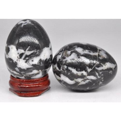 34x44mm Black&White Zebra Egg Shaped Stone Healing Natural Crystal Massage Minerale Gemstone Spiritual Decoration Collection