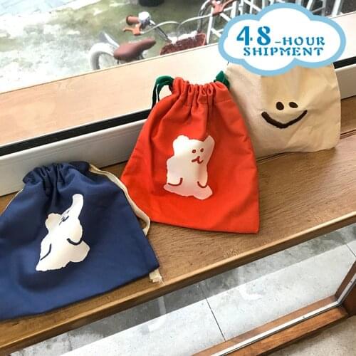 W&G Kawaii Bear Canvas Cosmetic Bag Organizer Women Storage Pouch Cute Makeup Bag Travel Toiletry Bag Travel Wash Accessories