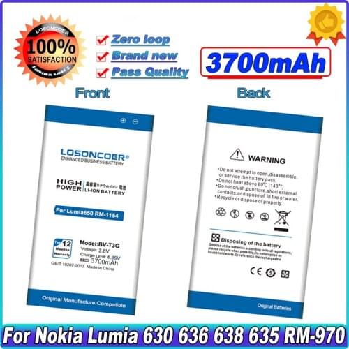 LOSONCOER New Arrivals 3700mAh BV-T3G Battery For Nokia Microsoft Lumia 650 Battery RM-1154 BVT3G