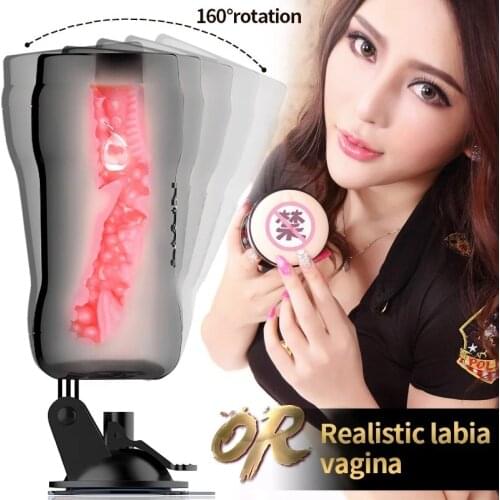 Masturbator Men Vagina Vacuum Pocket Real Pussy Rotating Hand Free Suciton Cup Male Masturbation Cup Sex Intimate Toys