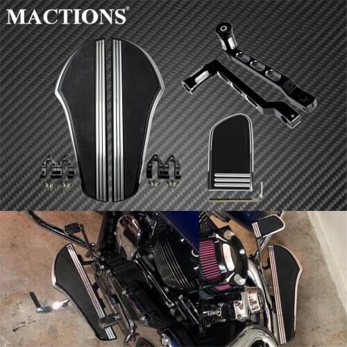 Motorcycle Front Floorboard Driver Footpegs Brake Pedal Pad Cover Heel Toe Gear Shifter Shift Lever Set For Harley Touring Dyna